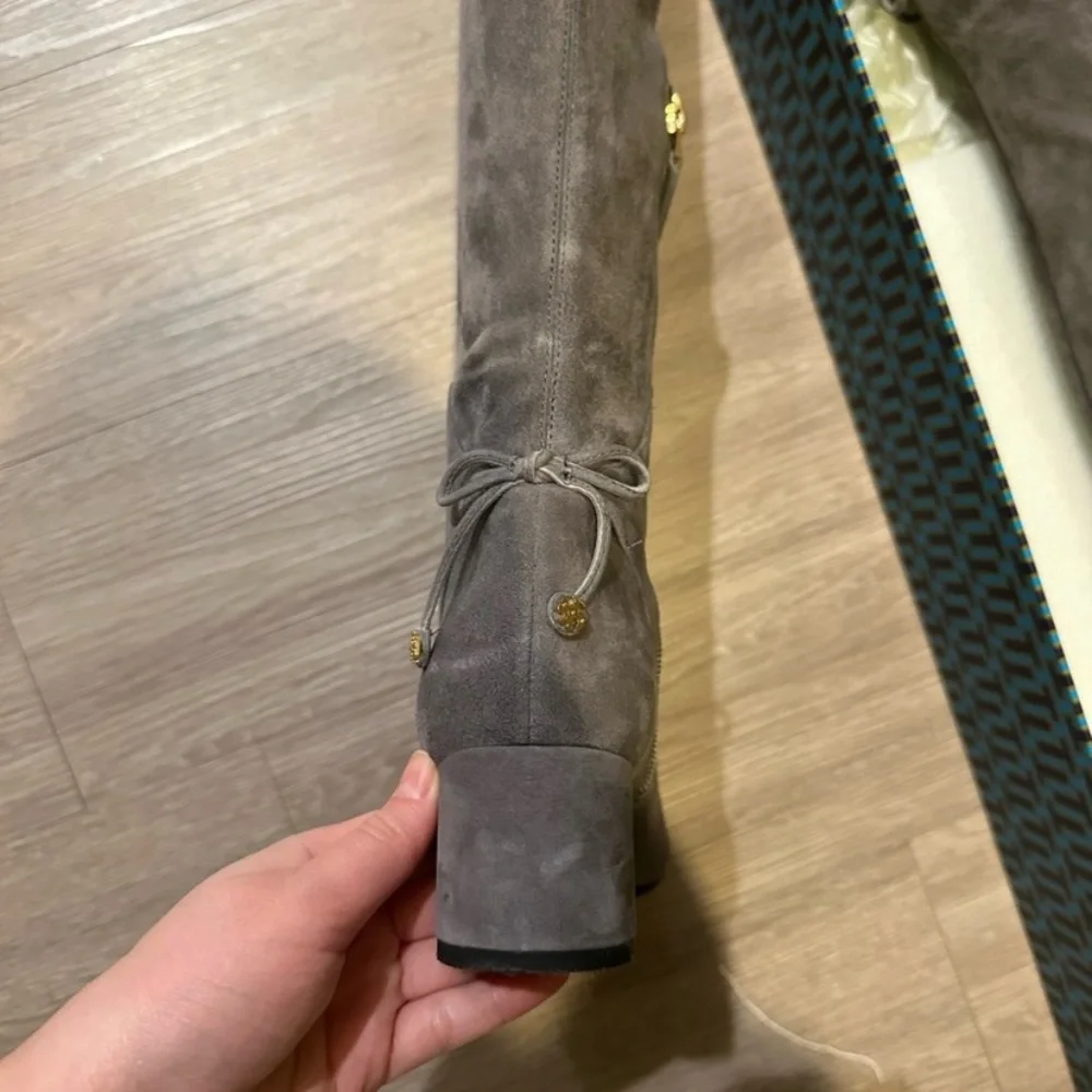 Tory Burch Gray Suede Over-the-Knee Boots